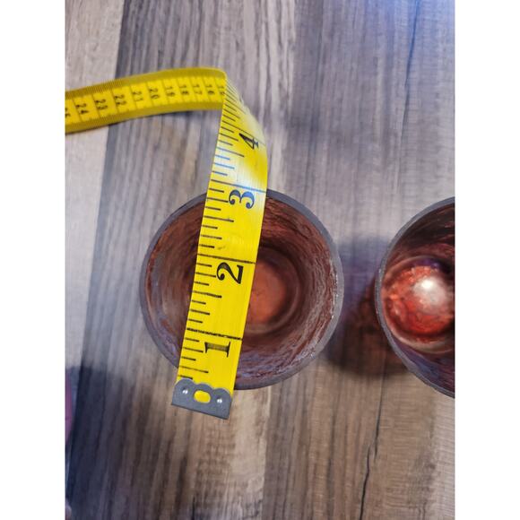 Red Glass 3" Candle Holders Set of 2 - Picture 5 of 6